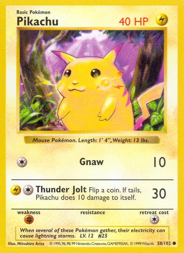 Base set Pikachu #58/102 shadowless